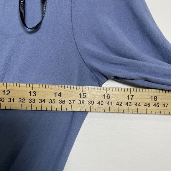 Forever 21 Women's Blue Long Sleeve V-Neck Tie Wrap Dress Size Small Princess - Picture 8 of 8